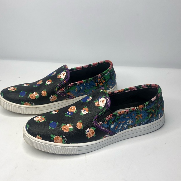 Coach Shoes - Coach Black And Floral Print Slip On Sneakers